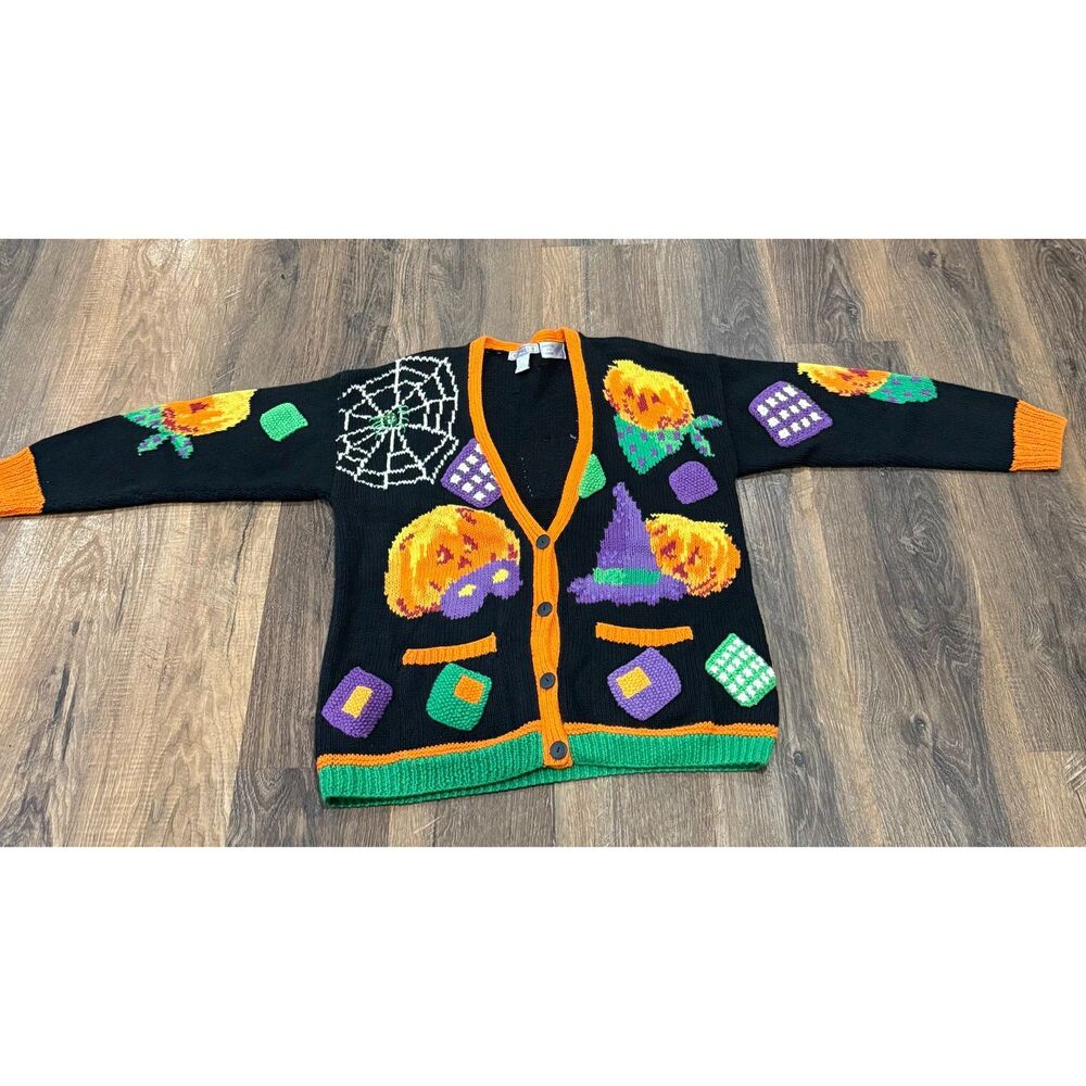 Halloween Themed Black and Orange Cardigan